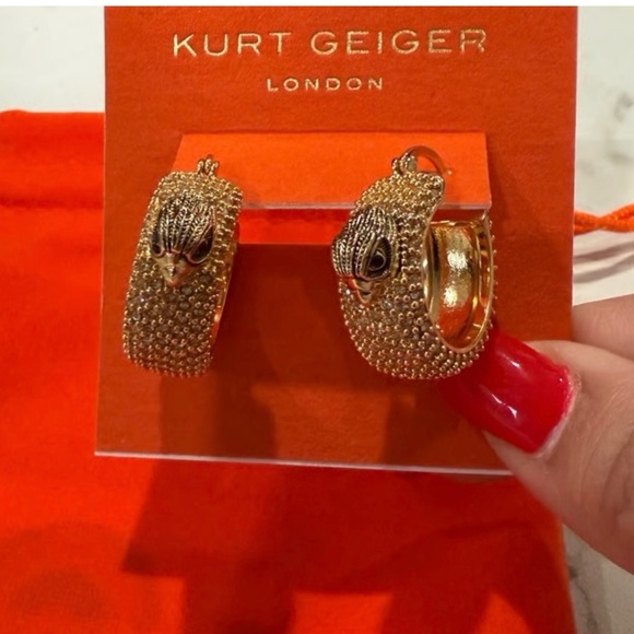 Kurt Geiger Jewelry - Kurt Geiger Gold Textured Sculpted Eagle Huggie Earrings & Includes Dust Bag!NWT
